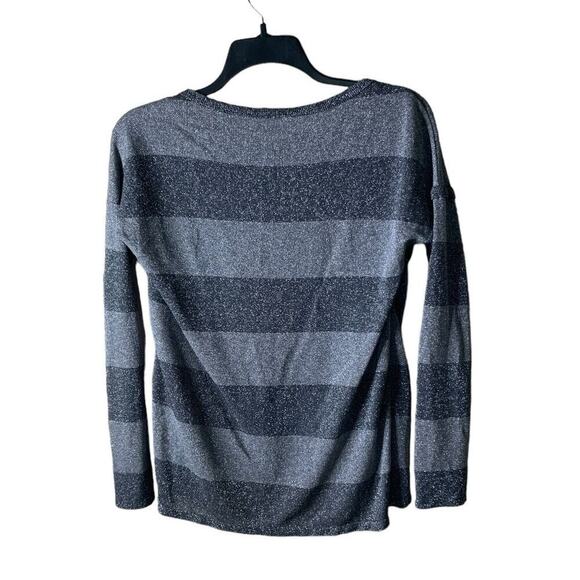 Intimissimi Tops Womens M Long Sleeve Metallic Asymmetrical Knit Sweater Striped - Picture 4 of 8